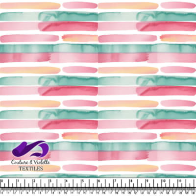 Watercolor Stripes Pattern with Pink Green and Peach Tones