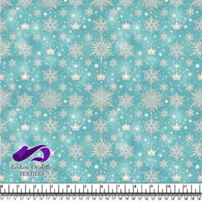 Winter Snowflakes and Crowns Fabric Pattern Design