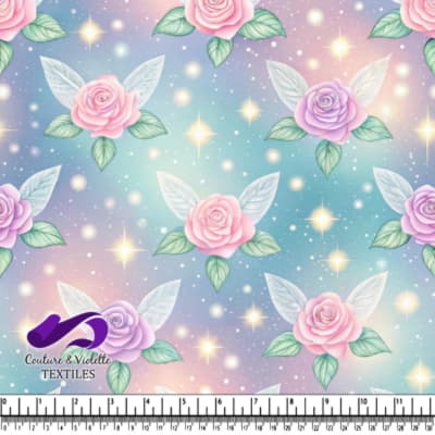 Fairy Rose Pattern on Pastel Galaxy Background