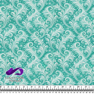 Imprimé Florale Tourbillonnante Vert D'eau et Blanc