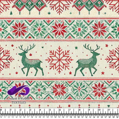 Motif de Noël avec rennes et flocons de neige