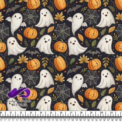 Mignon motif d'Halloween avec des fantômes, des citrouilles, des chauves-souris et des toiles d'araignée
