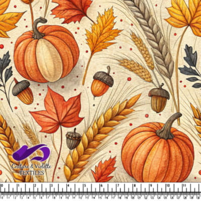 Autumn Harvest Pumpkins Acorns and Fall Leaves Pattern