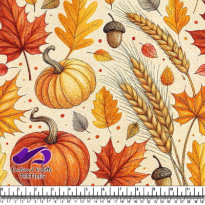 Autumn Harvest Leaves and Pumpkins Pattern
