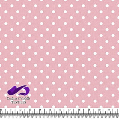 Pink Fabric with White Polka Dots Pattern