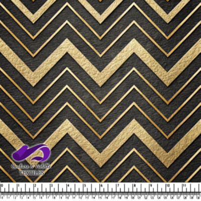 Tissu à Motif Chevron Noir et Or