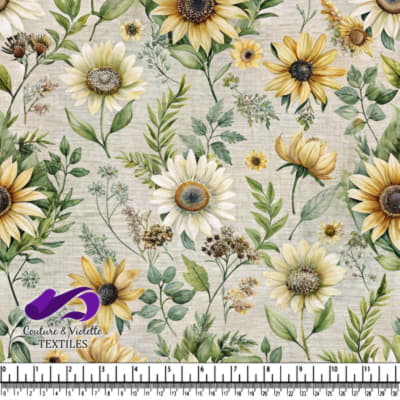 Sunflowers and Greenery Textile Pattern