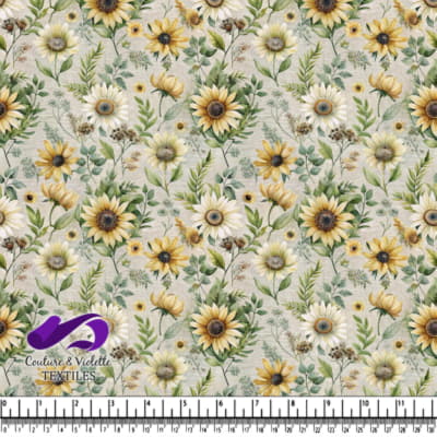 Sunflowers and Greenery Textile Pattern