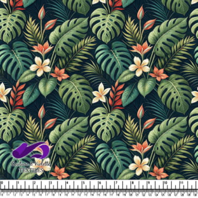 Motif Floral Tropical avec Feuilles Vertes
