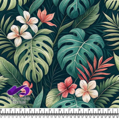 Tropical Leaves and Flowers Pattern