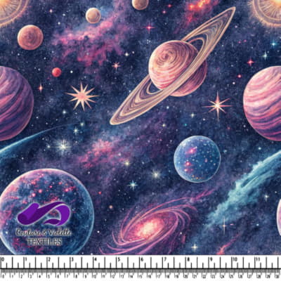 Colorful Galaxy and Planets Pattern