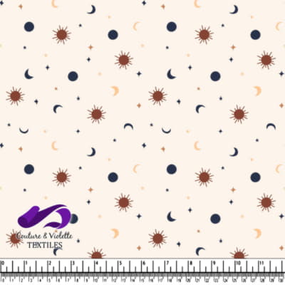 Motif Céleste avec Soleils et Lunes