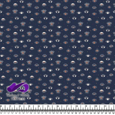 Mystical Eyes Pattern on Navy Background