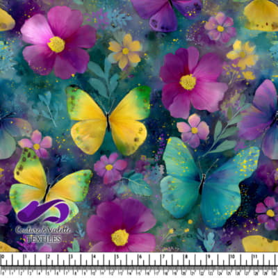 Vibrant Butterflies and Blossoms Pattern