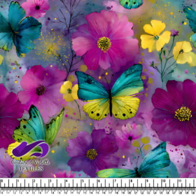 Colorful Butterflies and Vibrant Flowers