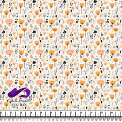 Delicate Orange and Gray Floral Pattern