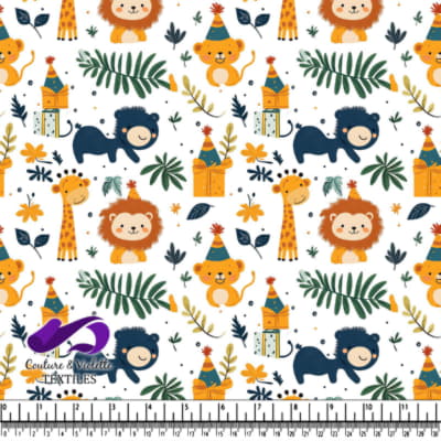 Joli Motif de Fête avec Animaux de la Jungle