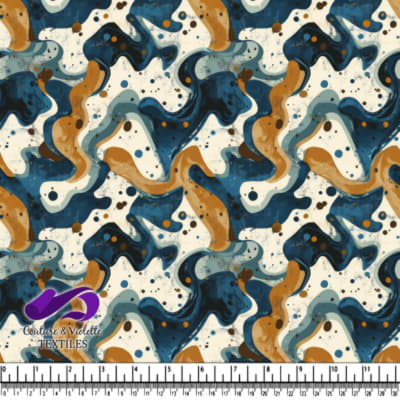 Motif d'Art Fluide Abstrait en Bleu et Marron