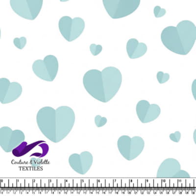 Blue Heart Pattern on White Textile