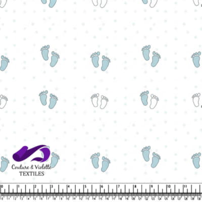 Baby Blue Footprints Pattern Fabric Design