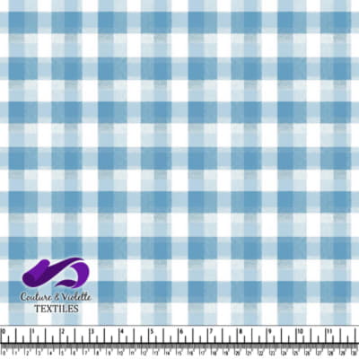 Blue and White Buffalo Plaid Fabric Pattern