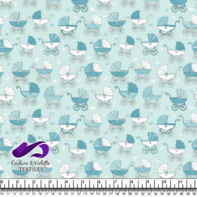 Vintage Blue Baby Carriage Pattern