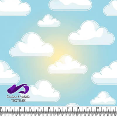 Soft Blue Sky with White Clouds Pattern