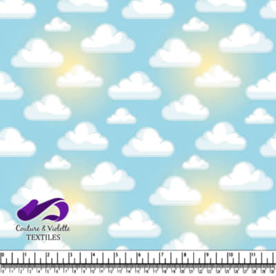 Soft Blue Sky with White Clouds Pattern