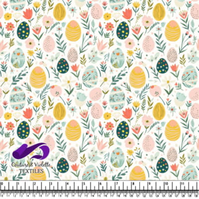 Colorful Easter Eggs and Spring Flowers Pattern