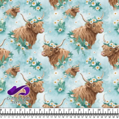 Highland Cow Floral Pattern Design