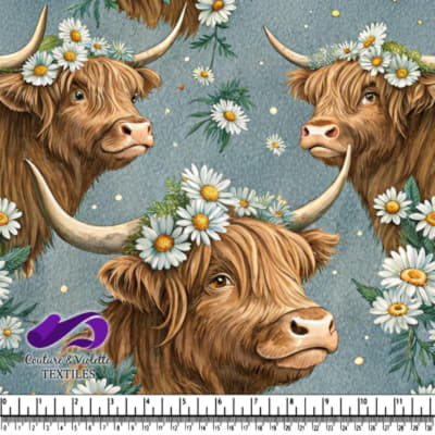 Highland Cows with Daisy Crowns