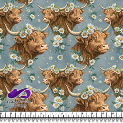 Highland Cows with Daisy Crowns