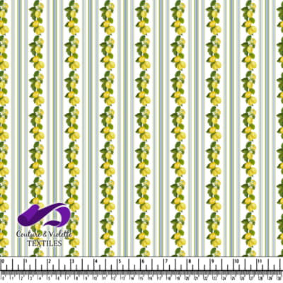 Motif de Vigne de Citron avec Rayures Verticales