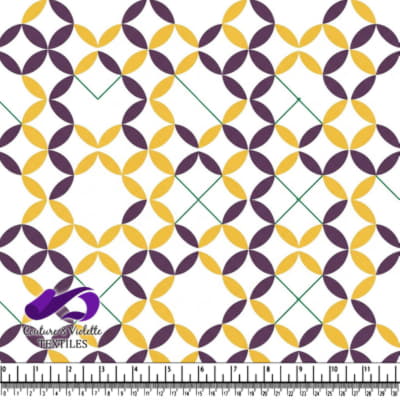 Motif Géométrique avec Formes Violettes et Jaunes