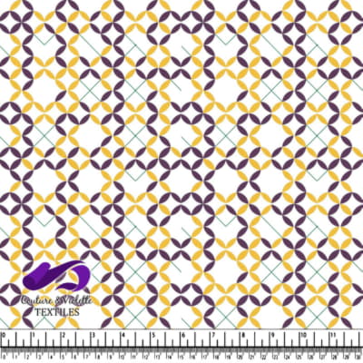 Motif Géométrique avec Formes Violettes et Jaunes