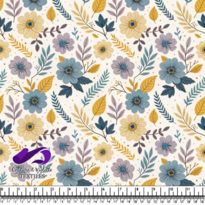 Motif Floral Atténué avec Feuilles