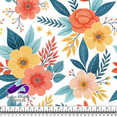 Motif Floral Orange et Jaune