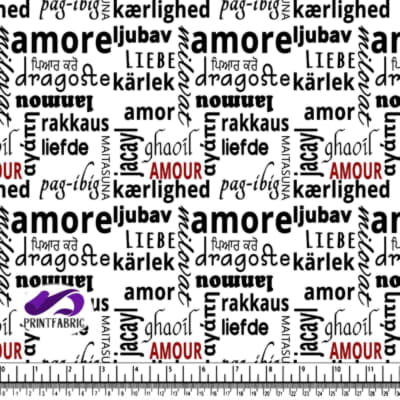 Amour- Multilingual love on white background