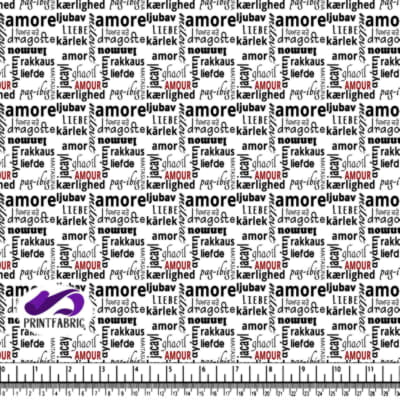 Amour- Multilingual love on white background