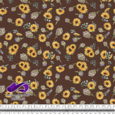 Artichaut et Tournesols sur fond marron