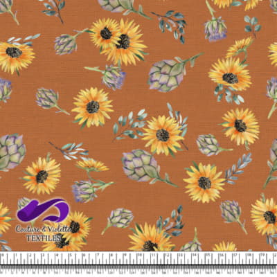 Artichauts et Tournesols sur fond Crème Tomate