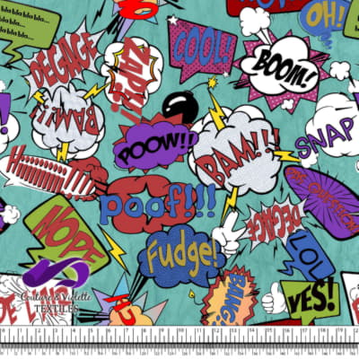 Comic book - Bulles de Parole Fudge sur Fond Turquoise