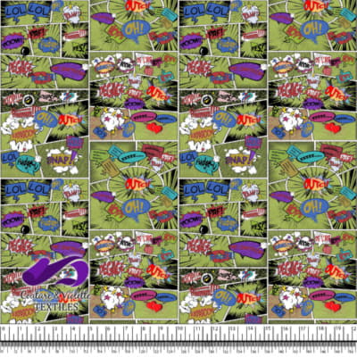 Comic book - Histoire en Mots Colorés sur un Fond Vert