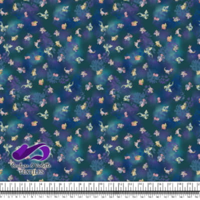 Dragons - Dragon fantastique sur fond texturé en sarcelle profond