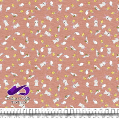 Pâques - Furets adorables avec leurs amis sur fond muted clay