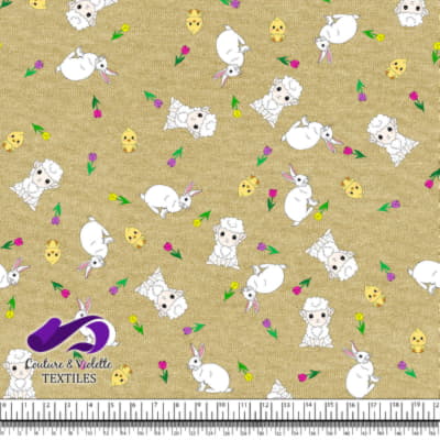 Pâques - Animaux mignons sur fond de mousse séchée texturée