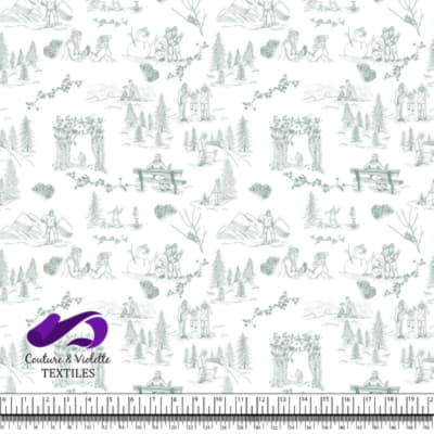 Toile de Jouy - Hiver - Granite green