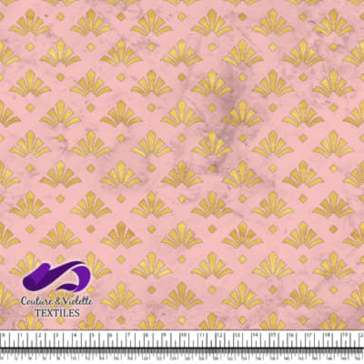 Geo art déco - Fleurs dorées - First blush pink