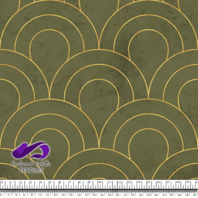 Géo art déco - Écailles dorées - Olive