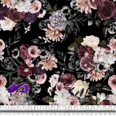 Shadow dream - Flower and skulls - Black